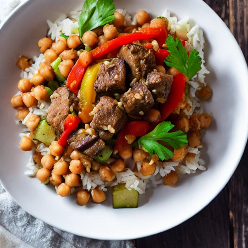 Arroz con carne y garbanzos