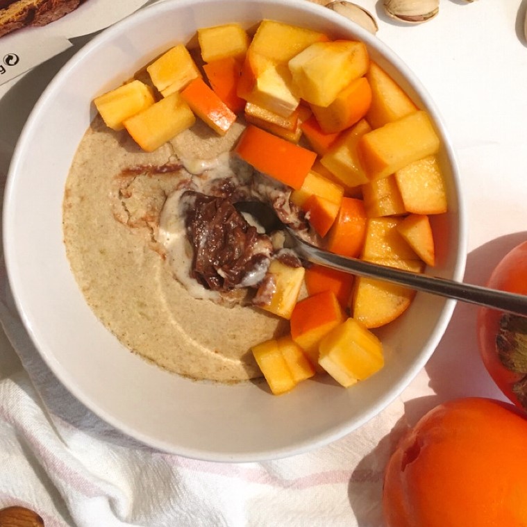 Avena horneada con caqui