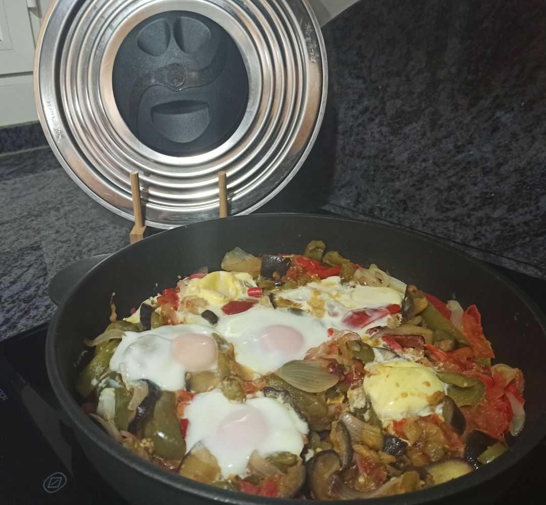 Pisto de verduras y huevos poché Paso 2