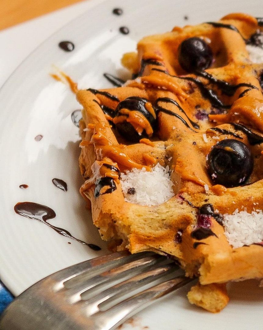 Gofres de arándanos y coco Paso 1 Gofres de arándanos y coco Paso 1