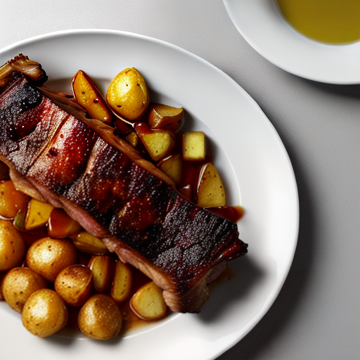 Costillas de cerdo a baja temperatura con patatas asadas