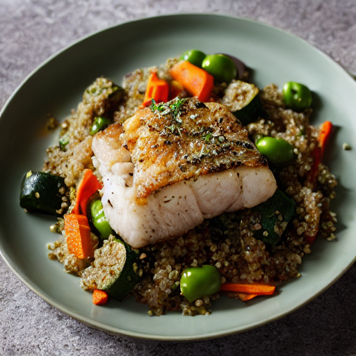 Merluza con quinoa y verduras