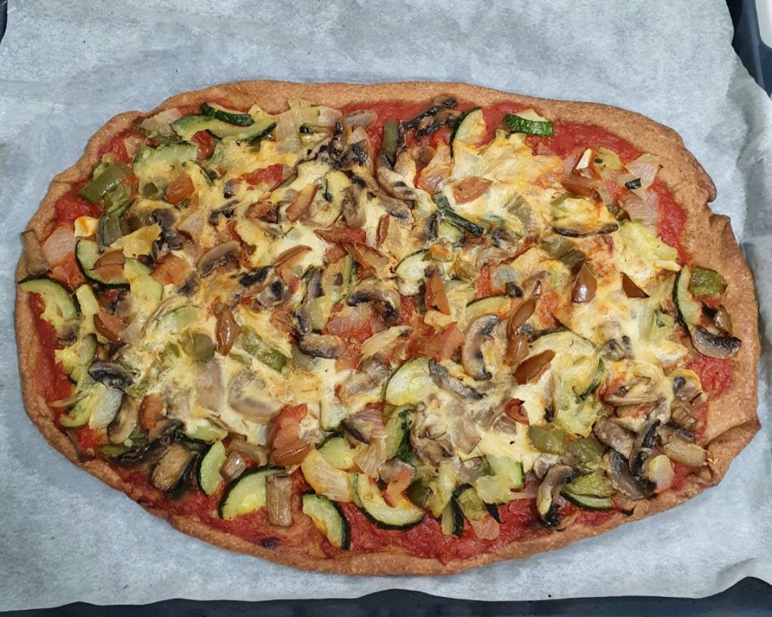 Pizza vegetal de harina de espelta integral  🍕🌱🌱
