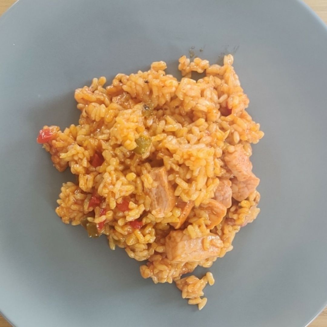 Arroz a la sartén con cinta de lomo