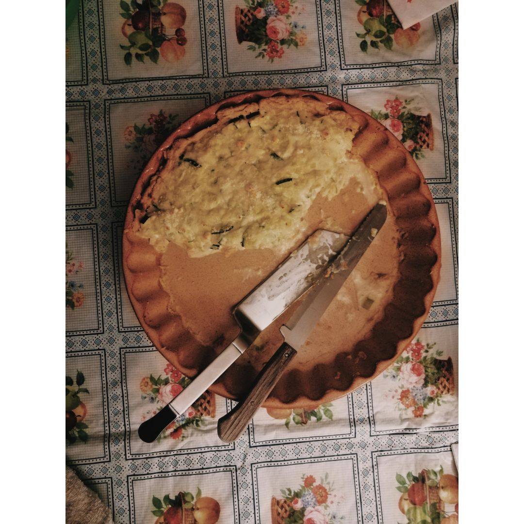 Quiche de puerros y calabacín. 