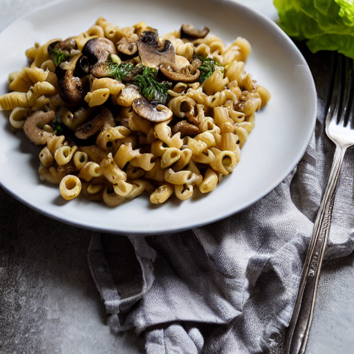 Macarrones integrales con cebolla y champiñones