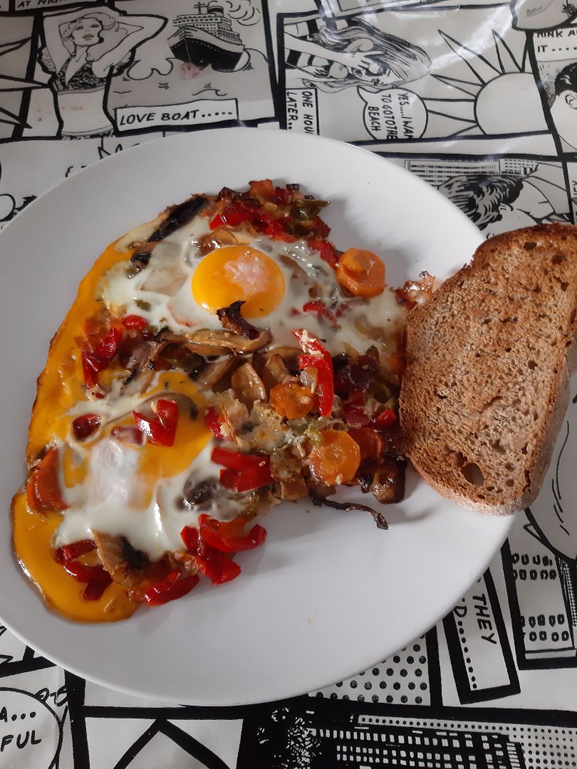 Huevos estrellados en verdura 🍳 Huevos estrellados en verdura 🍳