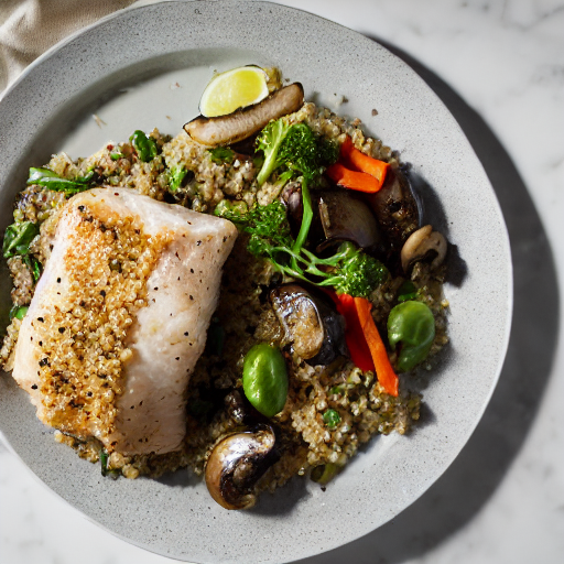 Merluza con quinoa y verduras