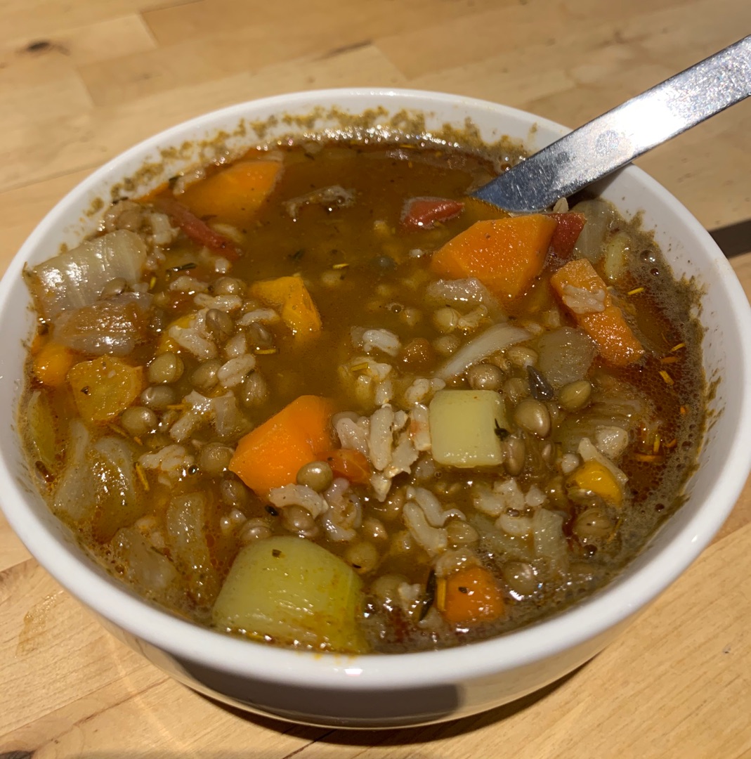 Lentejas con arroz y verduras