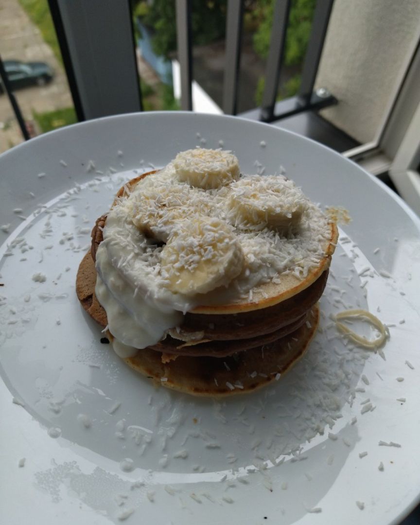 Tortitas de arroz con cacao y coco Tortitas de arroz con cacao y coco