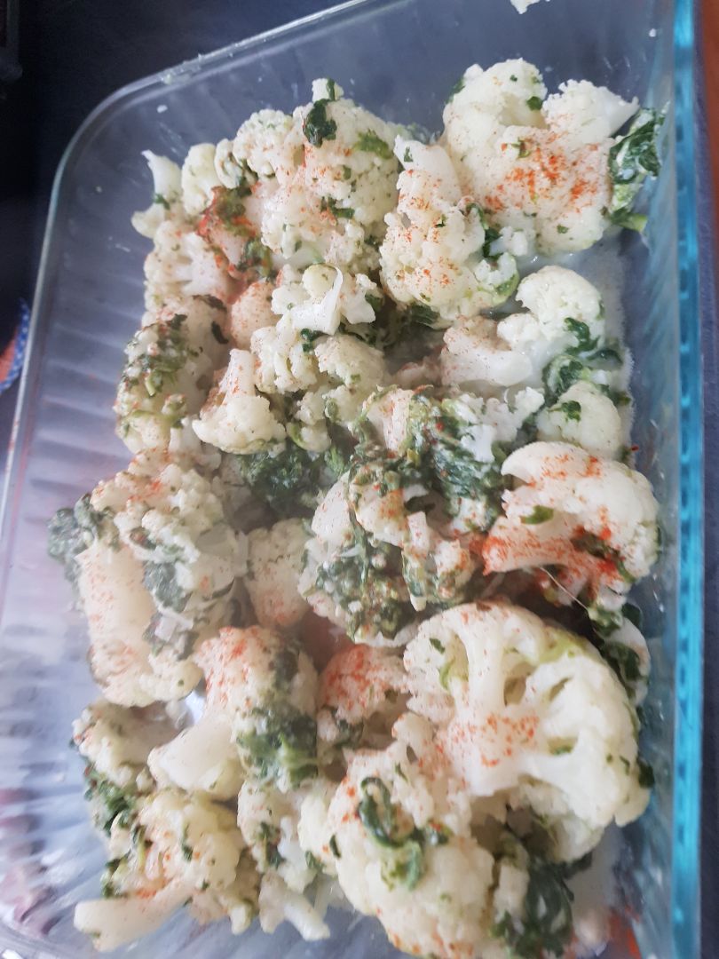 Coliflor con espinaca. Paso 4 Coliflor con espinaca. Paso 4