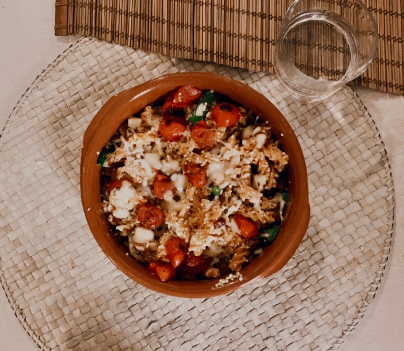 Macarrones con verduras y soja texturizada Macarrones con verduras y soja texturizada