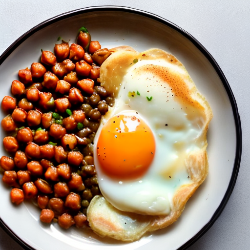 Garbanzos ajoarrieros con col y huevo