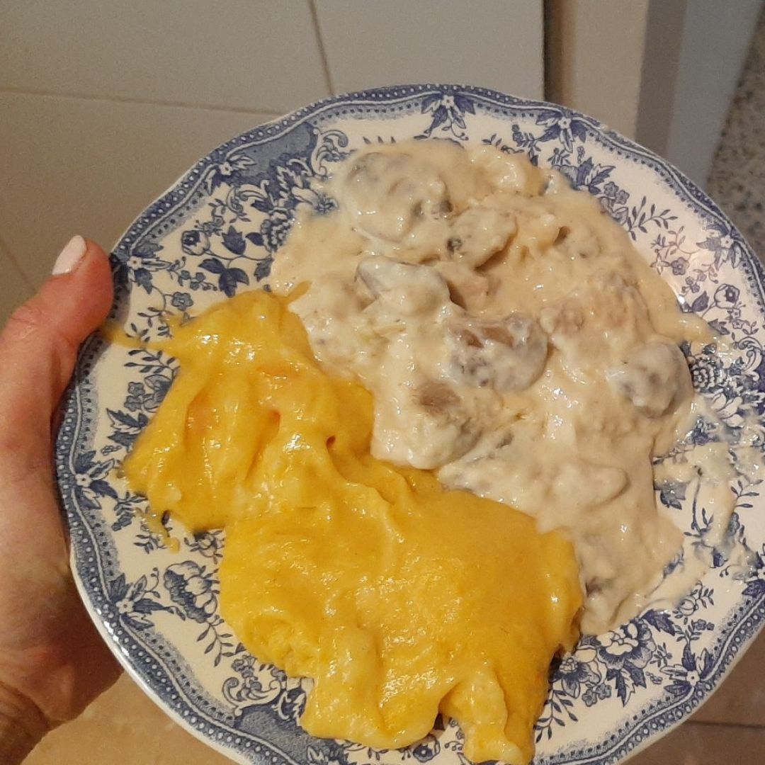Pollo con champiñones/Pure de patata Paso 7 Pollo con champiñones/Pure de patata Paso 7