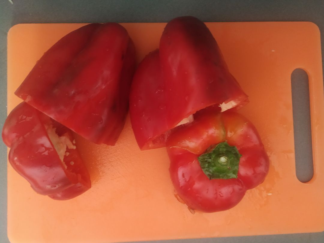 Pimientos rellenos de arroz y soja Paso 5 Pimientos rellenos de arroz y soja Paso 5
