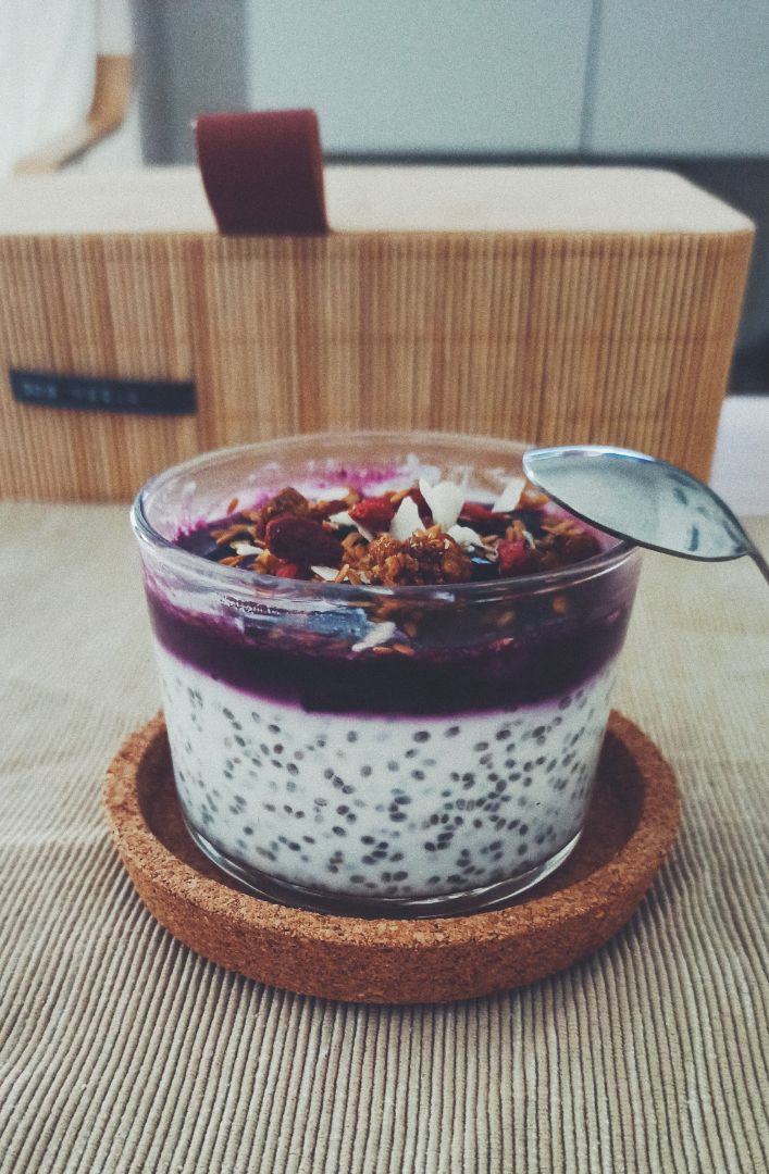 Pudín chía y arándanos