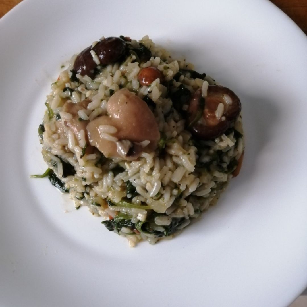Risotto de setas y espinacas 