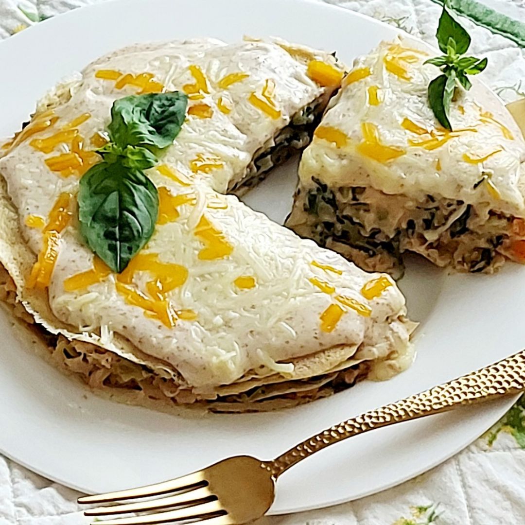 Lasaña con crepes de verduras y atún Lasaña con crepes de verduras y atún