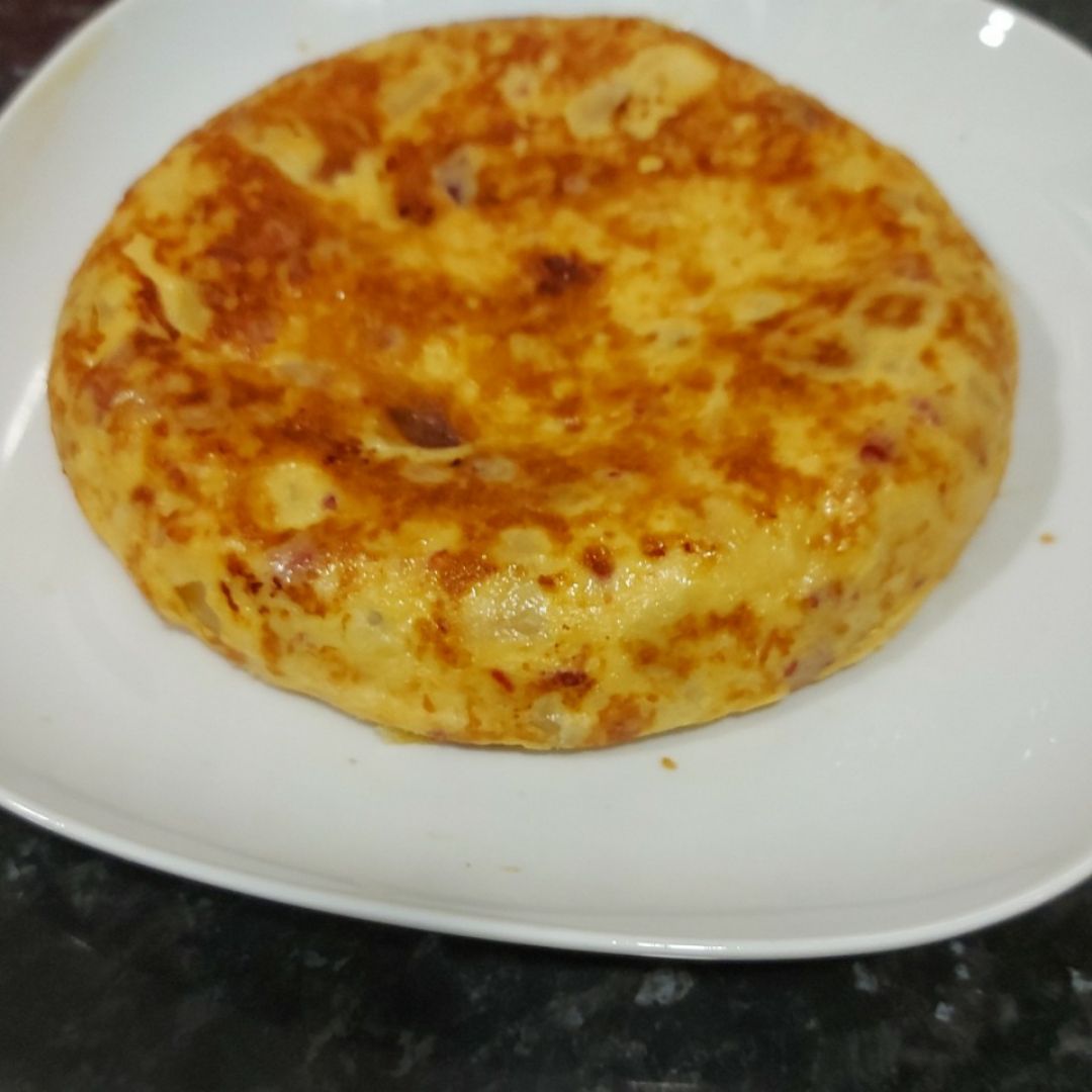 Tortilla de patata y chorizo sin freir