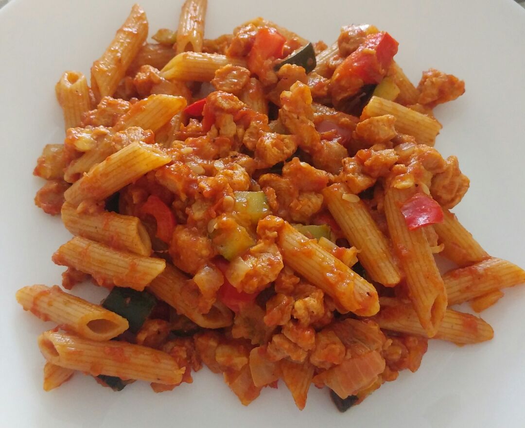 Macarrones con soja texturizada Macarrones con soja texturizada