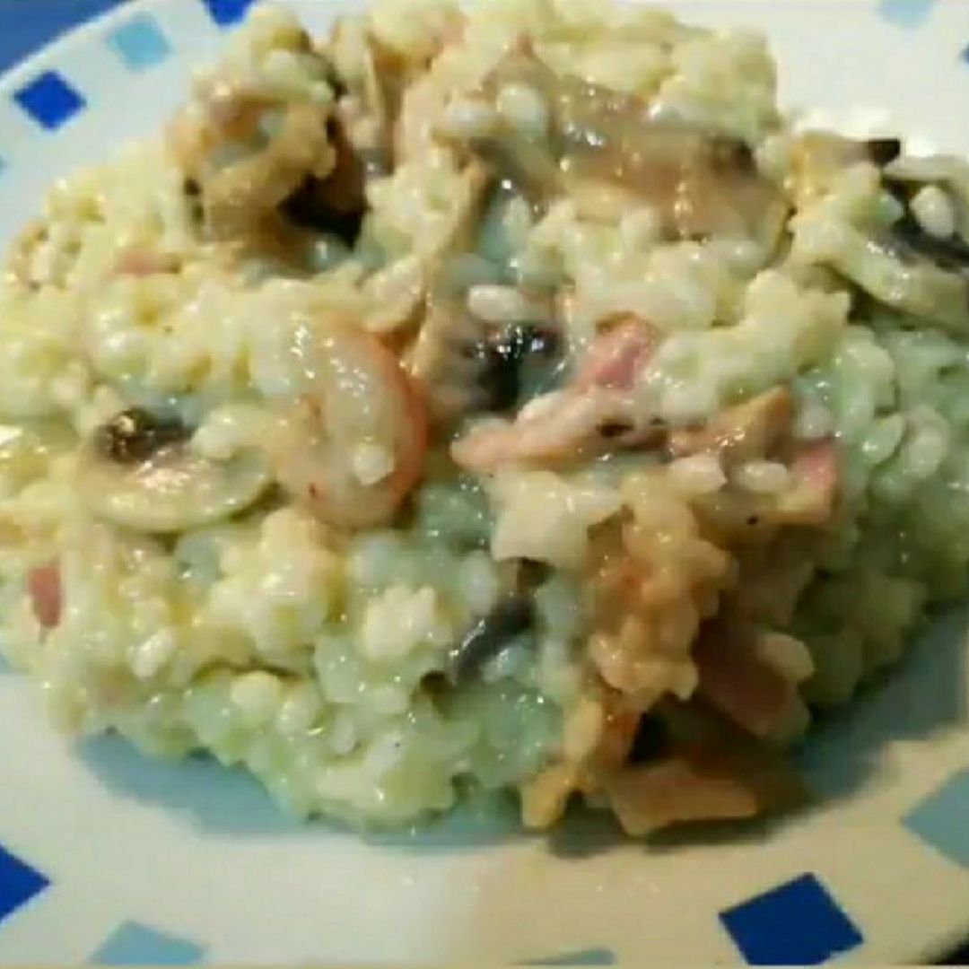 Risotto de gambas y champiñones Risotto de gambas y champiñones