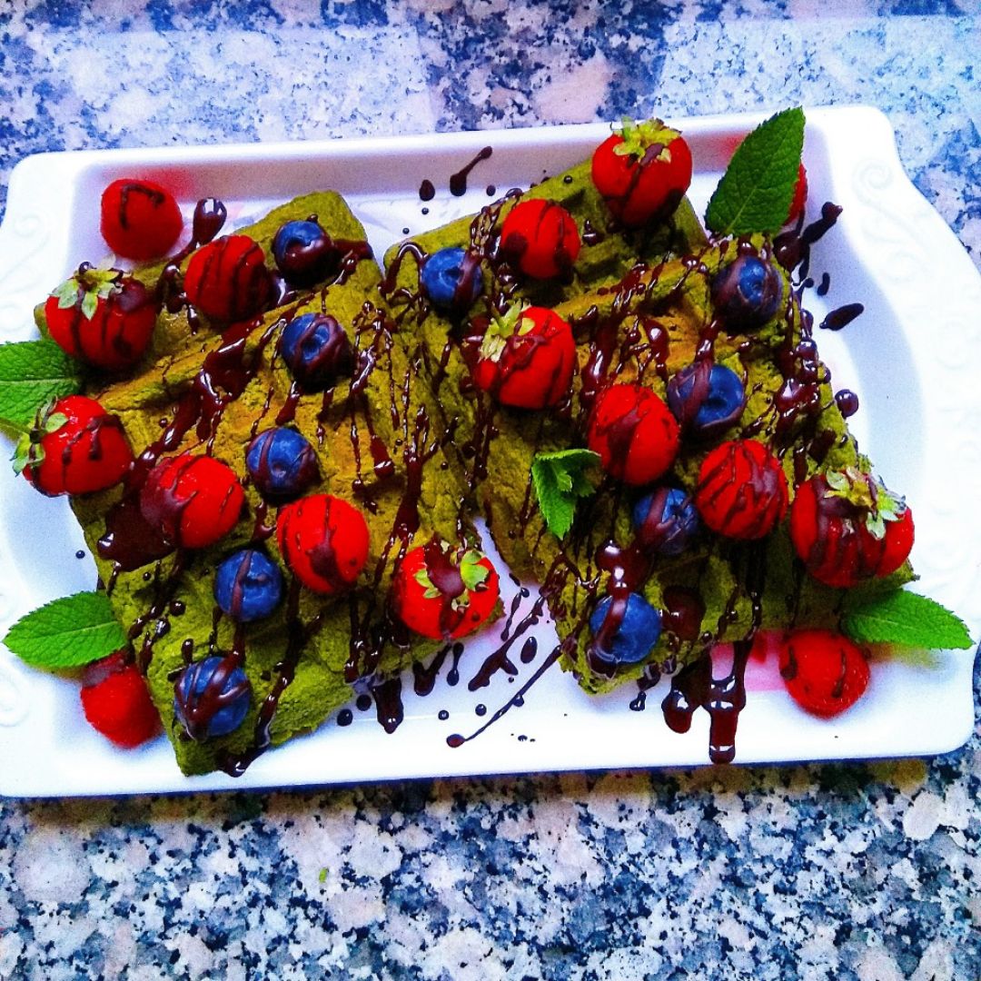 Gofres dulces de espinacas 💚💚 Gofres dulces de espinacas 💚💚