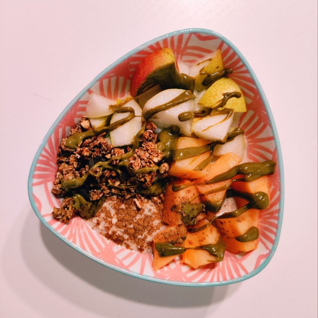 Porridge de pera y melón Porridge de pera y melón