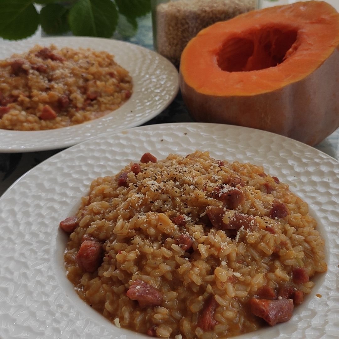 Arroz caldoso de calabaza y jamón