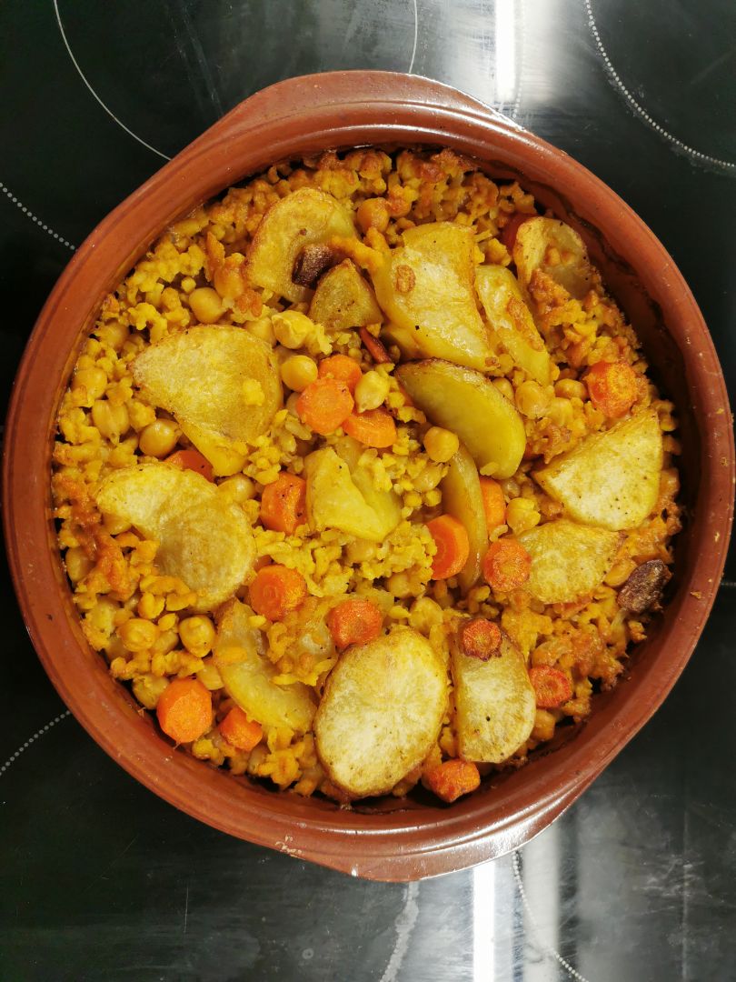 Arroz al horno con soja texturizada