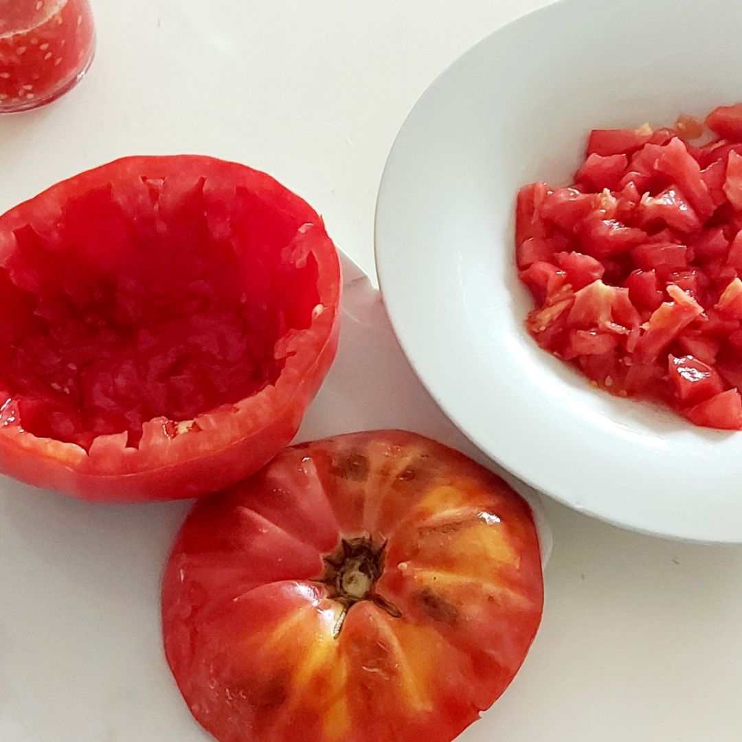 🍅🍅Tomate relleno de queso, nueces y fruta🍅🍅 Paso 1 🍅🍅Tomate relleno de queso, nueces y fruta🍅🍅 Paso 1