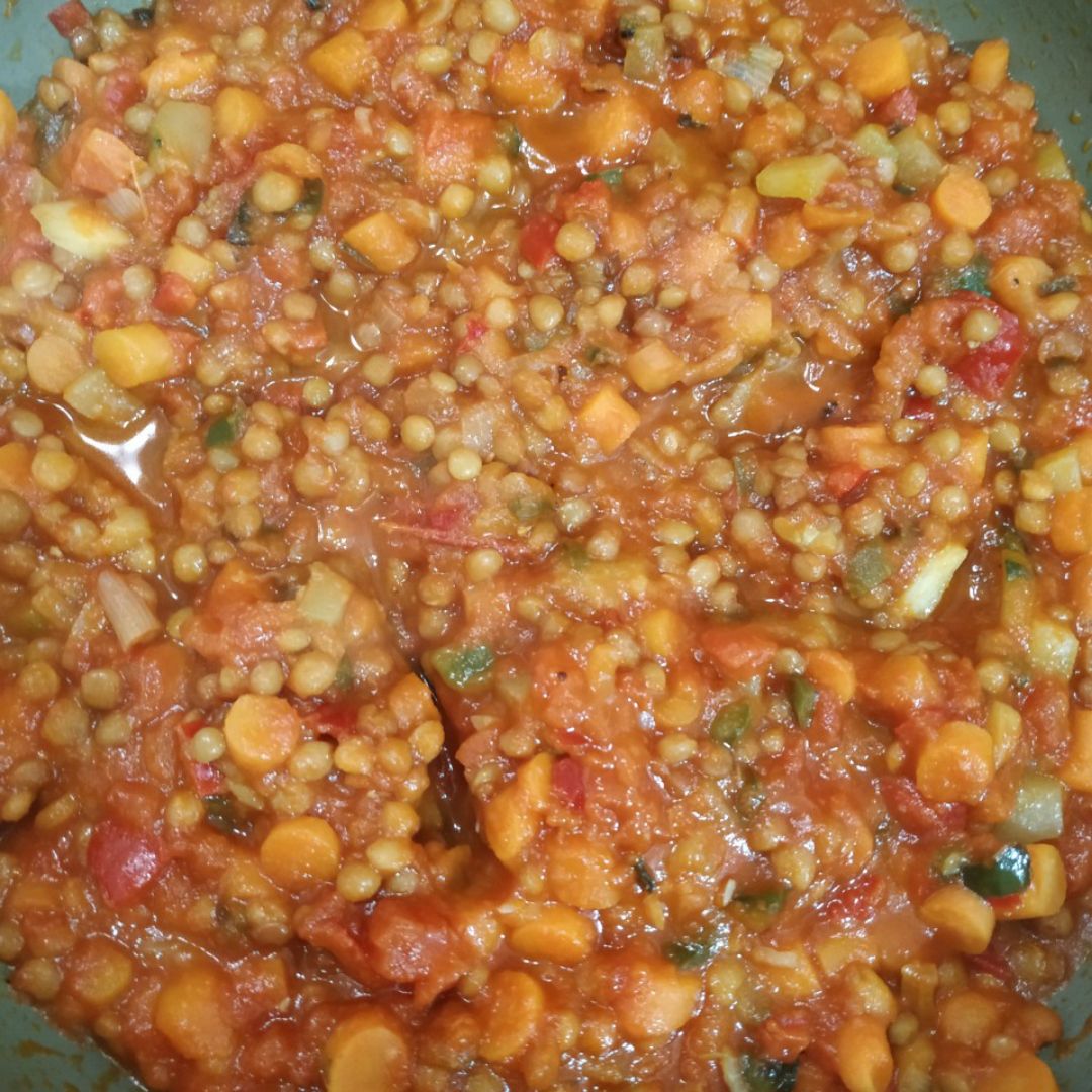 Lasaña de lentejas y verduras Paso 1 Lasaña de lentejas y verduras Paso 1