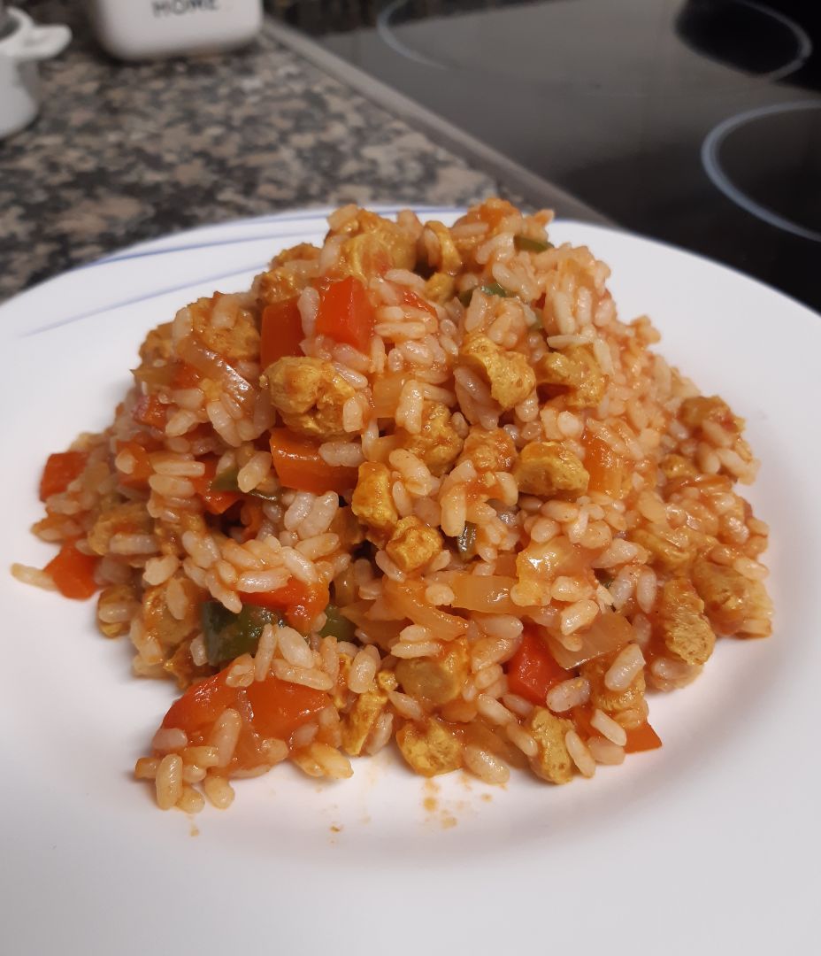 Soja texturizada con verduras y arroz Soja texturizada con verduras y arroz