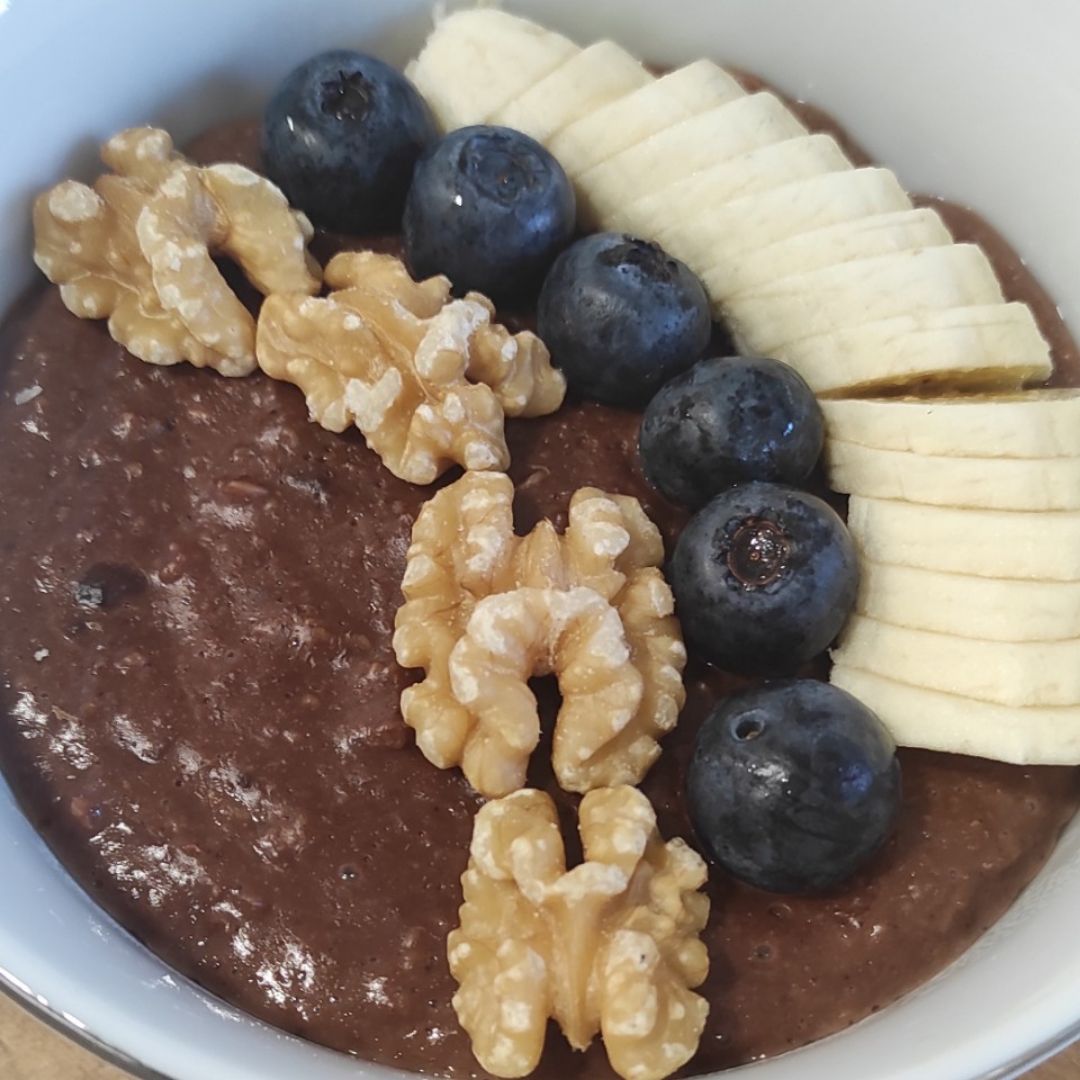 Porridge de Avena proteico con chocolate 