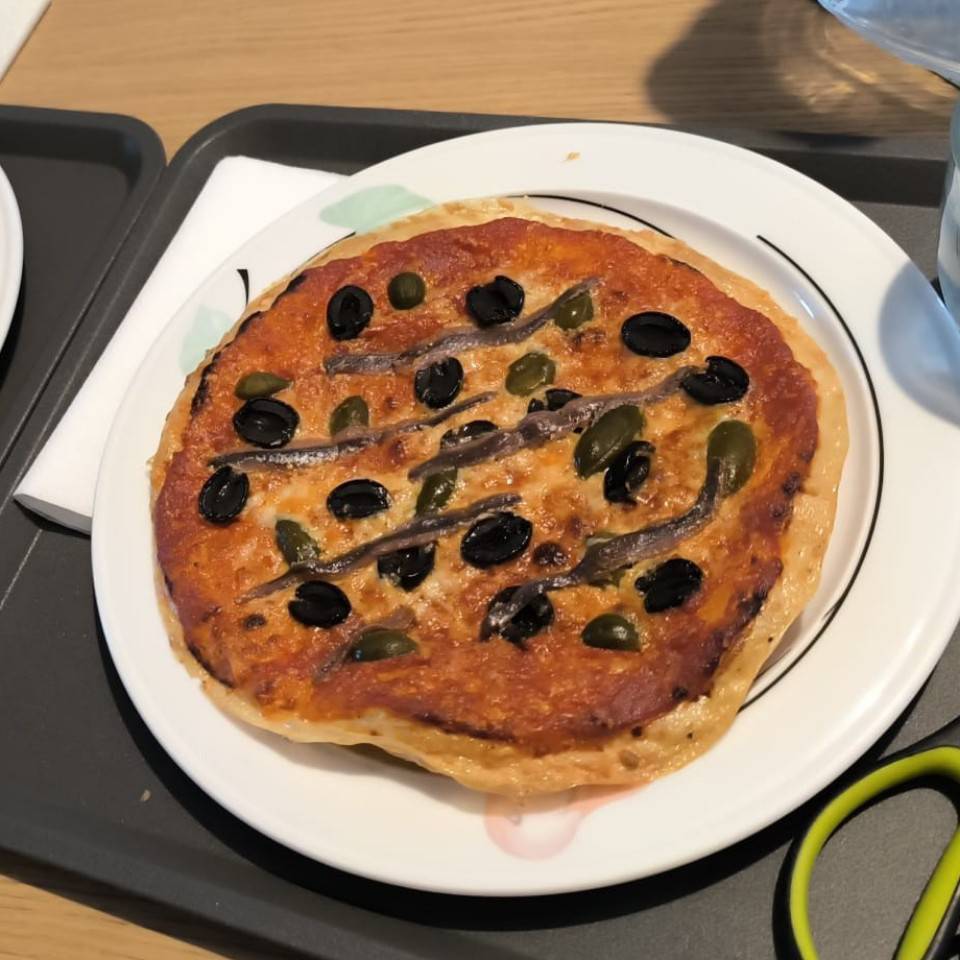 Pizza con obleas de arroz
