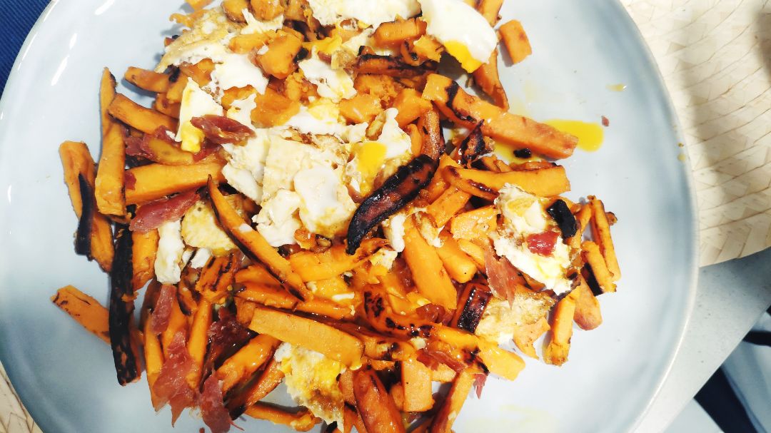 Huevos estrellados con boniato Paso 2