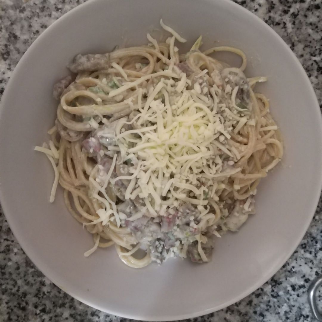 Spaguettis integrales con falsa carbonara Paso 3 Spaguettis integrales con falsa carbonara Paso 3