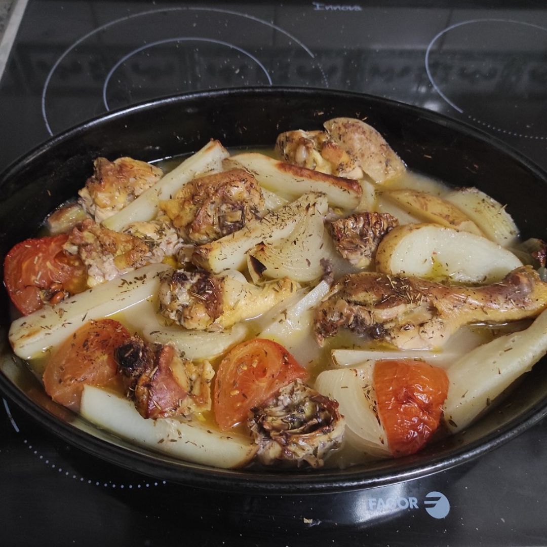 Muslitos de pollo al horno. Muslitos de pollo al horno.