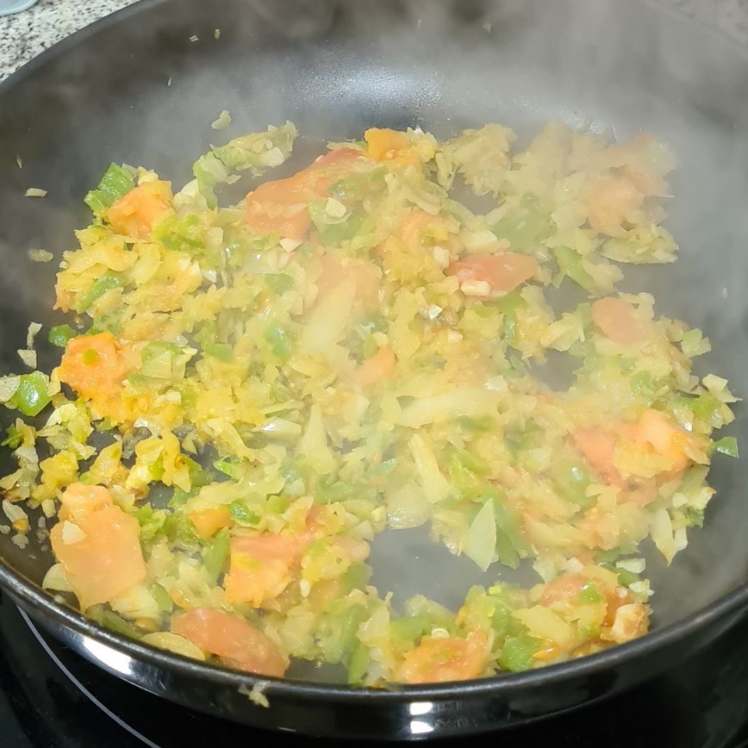 Pasta de espinacas con verduras. Paso 1