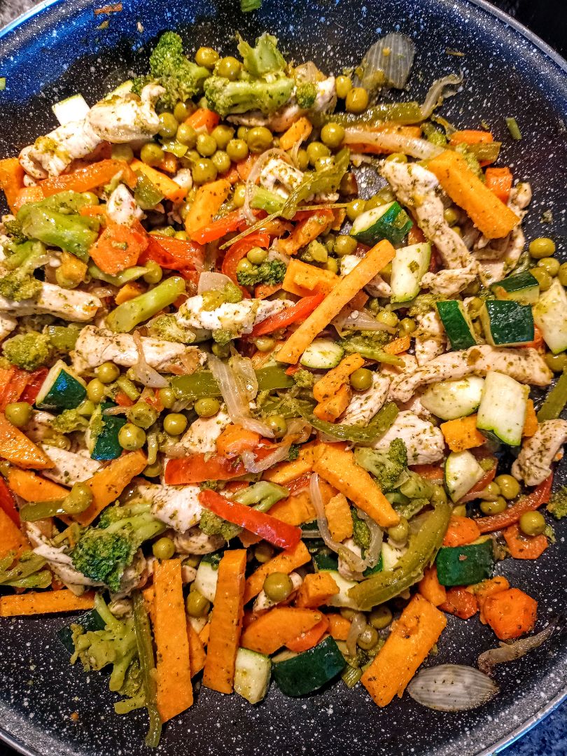 Salteado de verduras con pollo y boniato Salteado de verduras con pollo y boniato