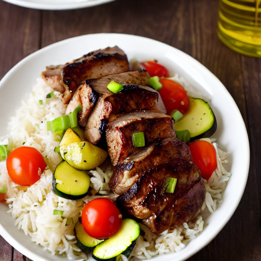 Arroz salteado con solomillo