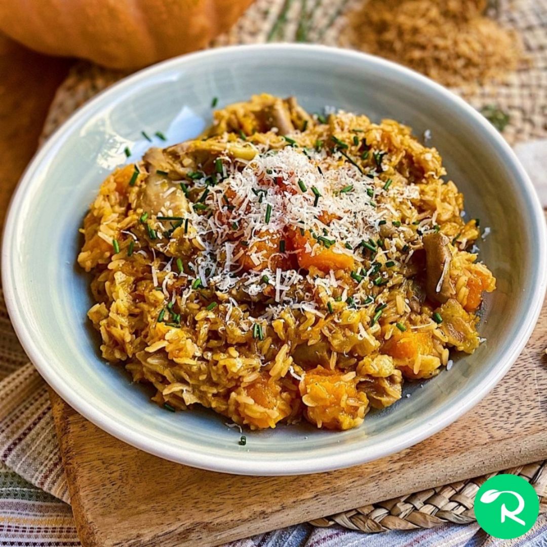 RISOTTO DE CALABAZA Y CHAMPIÑONES 🍄 RISOTTO DE CALABAZA Y CHAMPIÑONES 🍄