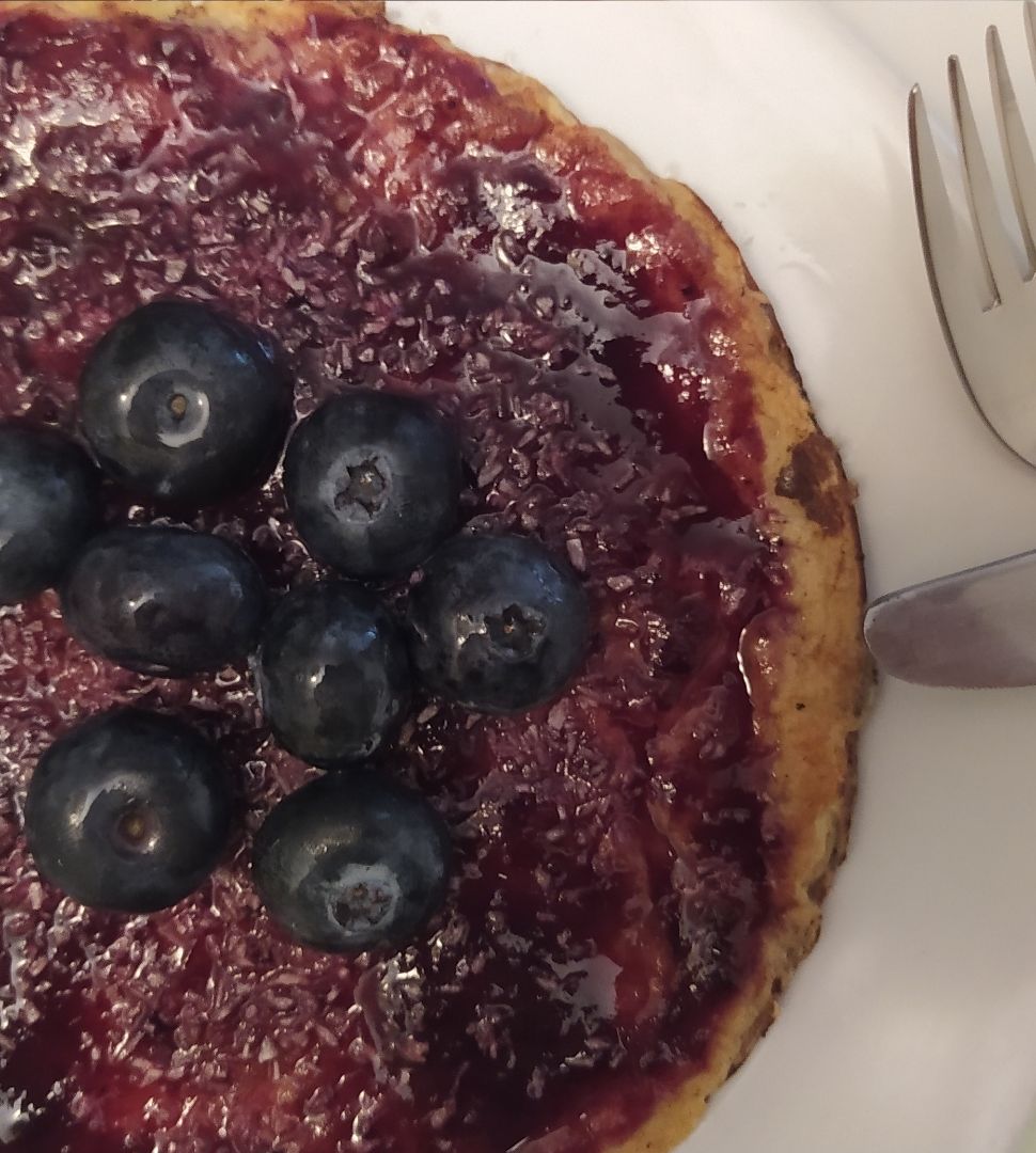 Tortitas de avena con arándanos y coco rallado