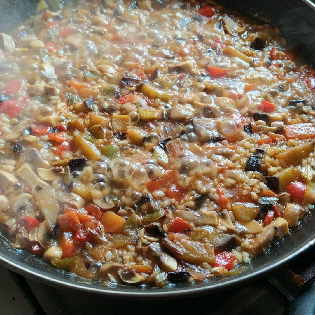 Arroz con verduras y punto.