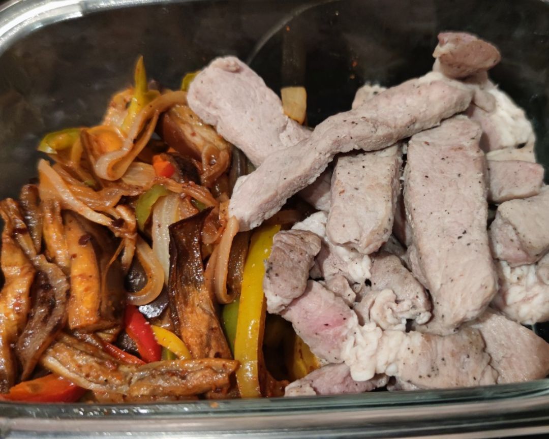 Verduras con tiras de cerdo Verduras con tiras de cerdo