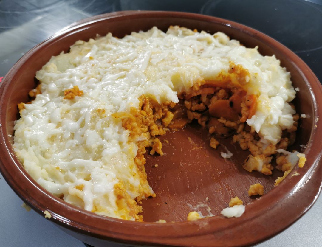 Pastel de soja texturizada y puré de patatas Pastel de soja texturizada y puré de patatas
