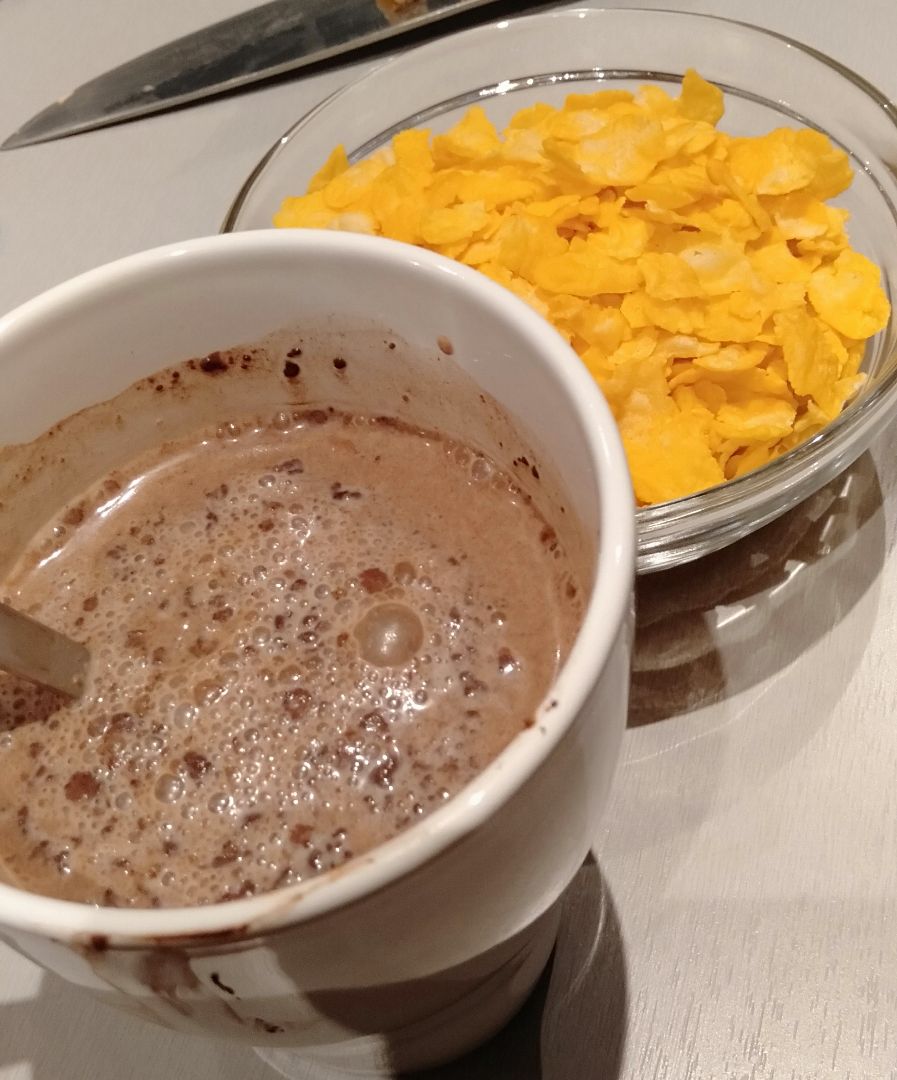 Leche con cacao y copos de maíz Leche con cacao y copos de maíz