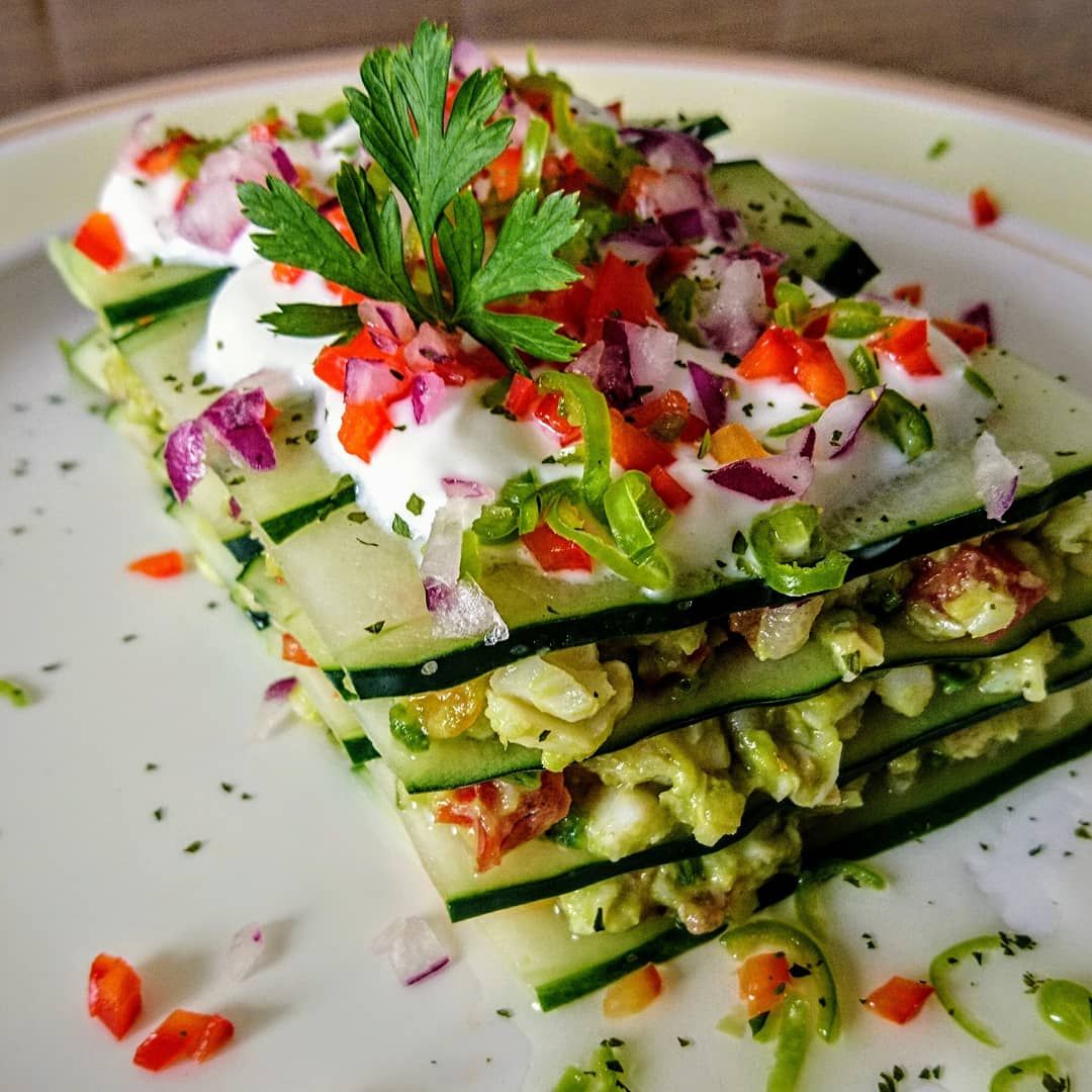 Lasaña fria de pepino Lasaña fria de pepino