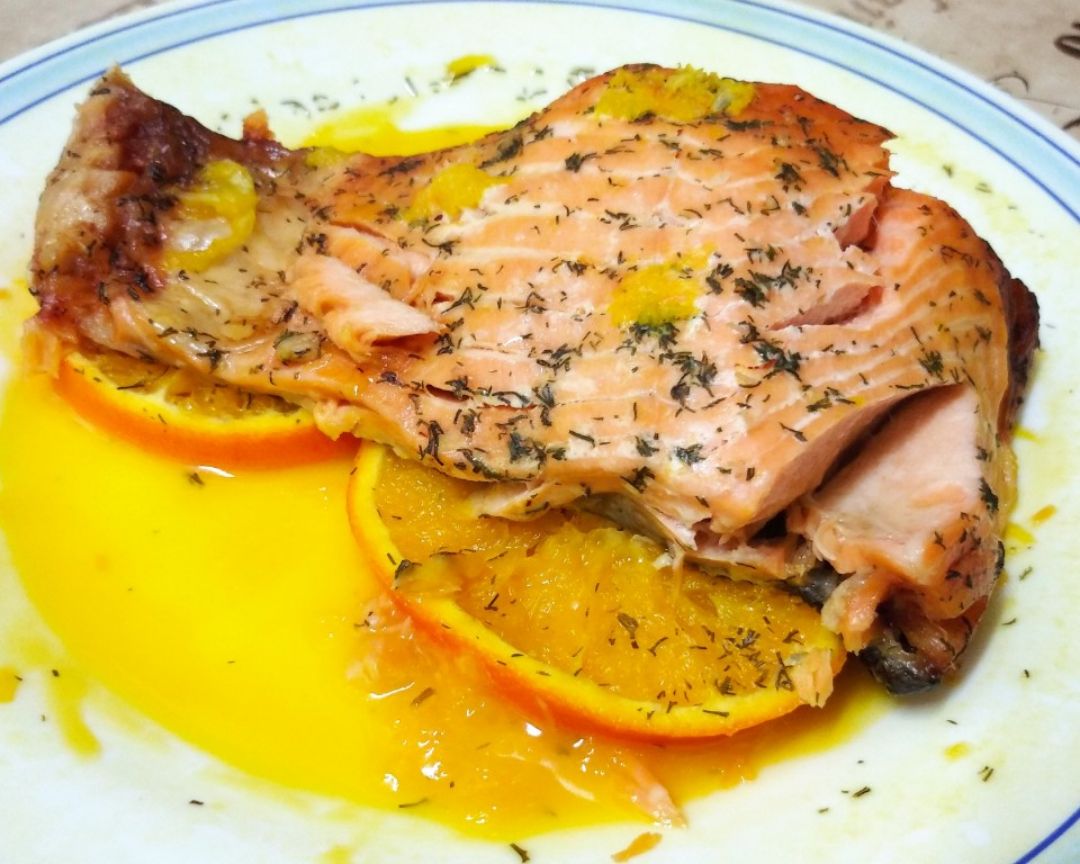 Salmón a la naranja exprés (en microondas)