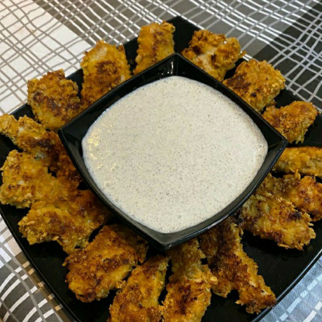 Pechuga de pollo rebozada con copos de maíz