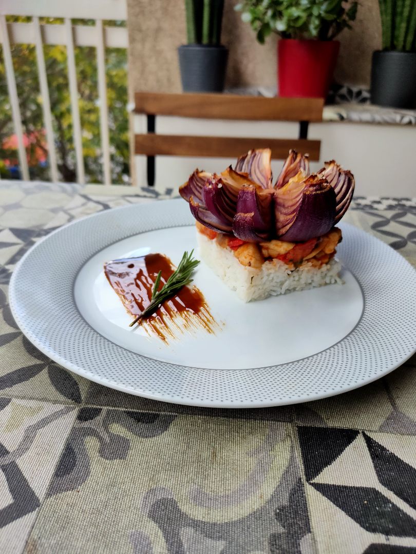 Flor de cebolla macerada con Pedro Ximénez Paso 5 Flor de cebolla macerada con Pedro Ximénez Paso 5